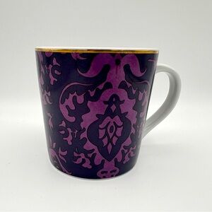 Vintage Starbucks 2004 Purple Tapestry Damask Brocade Gold Rim Coffee Cup